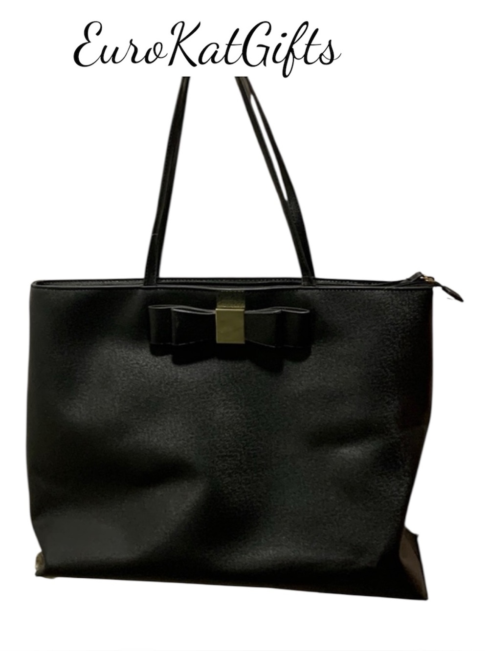Merona Black Tote Bag with Bow Accent Like New
